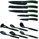 Berlinger Haus Emerald Collection 12 r�szes konyhai k�szlet k�sekkel �s kiszed�kkel, smaragdz�ld met