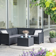 Elodie 5 szem�lyes rattan hat�s� m�anyag kerti sarokgarnit�ra,t�rol�s asztallal grafit-h�v�s sz�rke