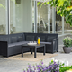 Elodie 6 szem�lyes rattan hat�s� m�anyag kerti sarokgarnit�ra,Chicago asztallal grafit-h�v�s sz�rke