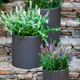 Medium Cylinder planter m�anyag kerti vir�gl�da ez�st sz�rke