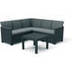 Elodie 5 szem�lyes rattan hat�s� m�anyag kerti sarokgarnit�ra,Chicago asztallal grafit-h�v�s sz�rke