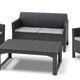 Orlando rattan hat�s� m�anyag kerti szett Lyon asztallal grafit - h�v�s sz�rke