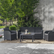 Rosalie 5 szem�lyes rattan hat�s� m�anyag kerti b�tor szett, Orlando asztallal grafit - h�v�s sz�rke