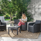 Rosalie rattan hat�s� m�anyag kerti b�tor szett, Chicago asztallal grafit - h�v�s sz�rke