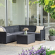 Elodie 6 szem�lyes rattan hat�s� m�anyag kerti sarokgarnit�ra,t�rol�s asztallal grafit-h�v�s sz�rke