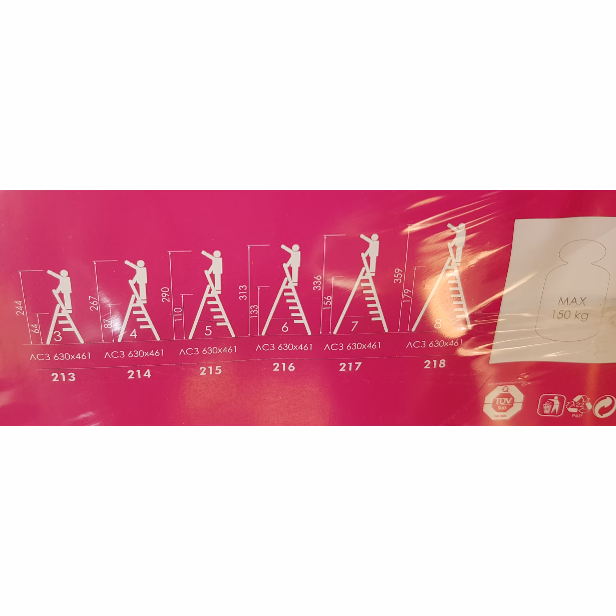 Hat l�pcs�s ac�l h�ztart�si l�tra sz�rke 216