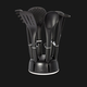 Berlinger Haus Royal Black Collection 7 r�szes nylon konyhai eszk�z k�szlet �llv�nnyal, fekete/ez�st