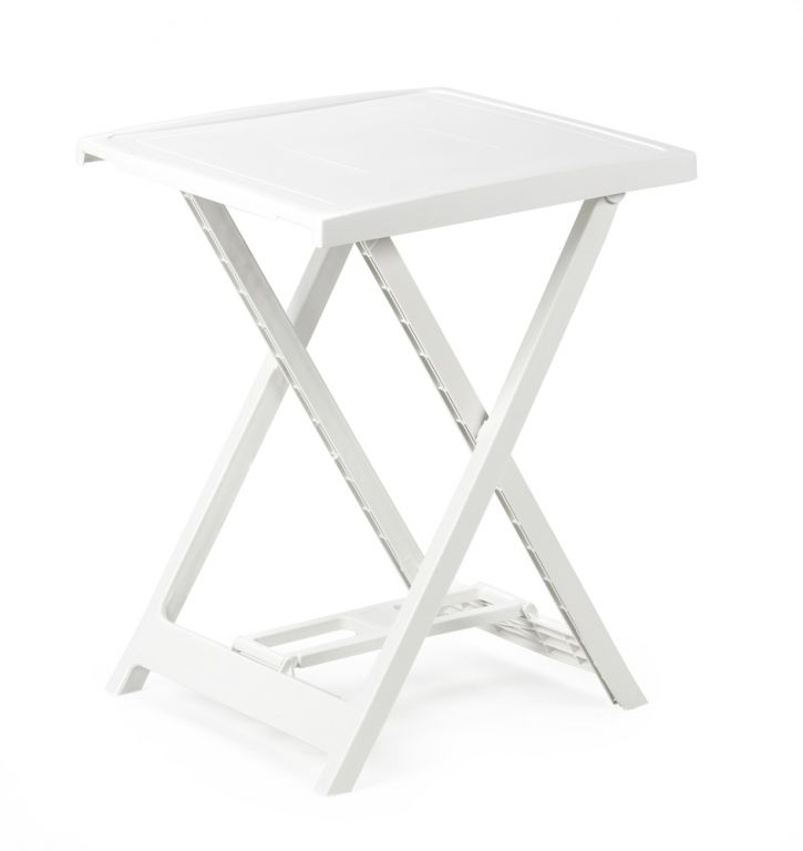 Arno m�anyag �sszecsukhat� kerti asztal feh�r 50 x 50 cm O107
