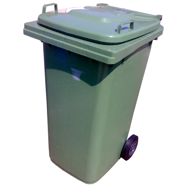 M�anyag kerti hullad�kgy�jt� kerekes 240 Literes z�ld