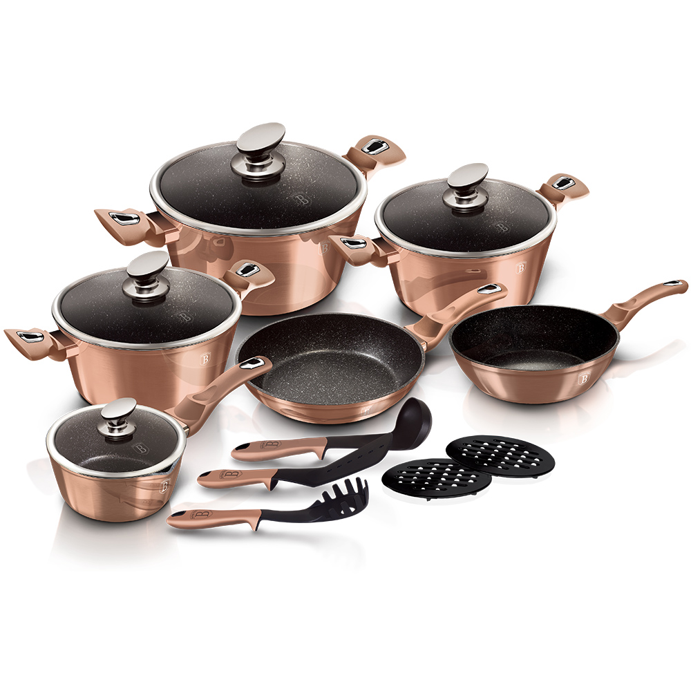 Berlinger Haus Metallic Rosegold Line 15 r�szes ed�nyk�szlet m�rv�ny bevonattal