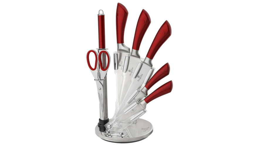 Berlinger Haus Metallic Burgundy Line 8 r�szes rozsdamentes ac�l k�sk�szlet �llv�nnyal