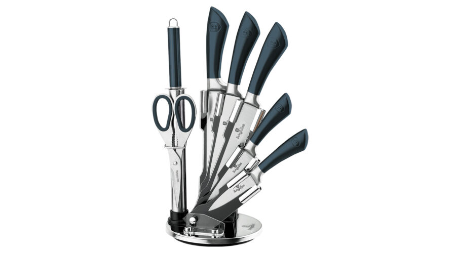 Berlinger Haus Metallic Aquamarine Line 8 r�szes rozsdamentes k�sk�szlet �llv�nnyal