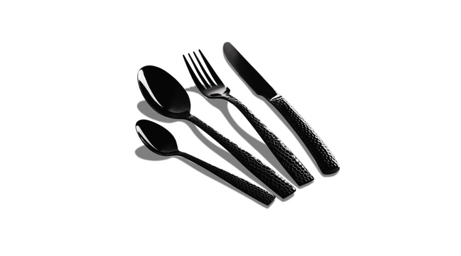 Berlinger Haus 6 szem�lyes rozsdamentes ac�l ev�eszk�z k�szlet, k�l�nleges mint�val fekete sz�nben