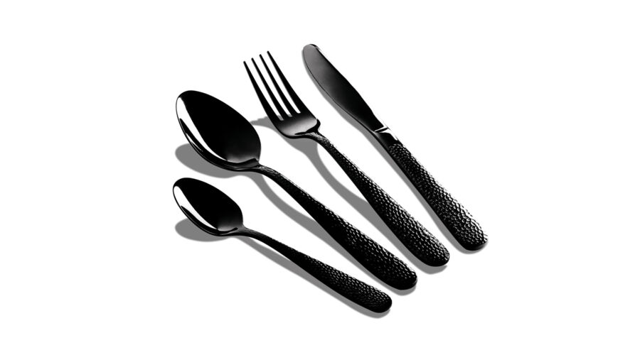 Berlinger Haus 6 szem�lyes rozsdamentes ac�l ev�eszk�z k�szlet,fekete sz�nben, k�l�nleges mint�val