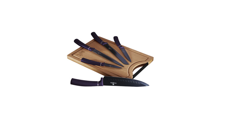 Berlinger Haus Purple Eclipse Collection 6 r�szes k�sk�szlet bambusz v�g�deszk�val, lila