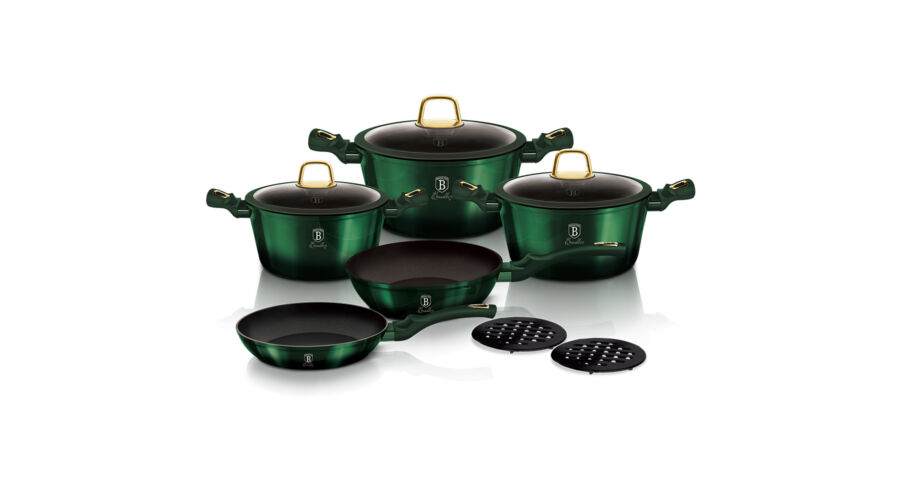 Berlinger Haus Emerald z�ld Collection 10 r�szes ed�nyk�szlet tit�n bevonattal, kiszed�kkel