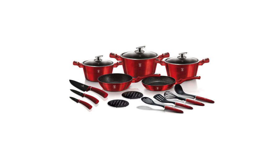 Berlinger Haus Metallic Line 17 r�szes ed�nyk�szlet m�rv�ny bevonattal, met�l k�ls� bevonattal, burg