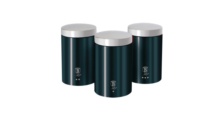Berlinger Haus Metallic Line Aquamarine 3 db-os t�rol�doboz k�szlet k�ls� met�l bevonattal