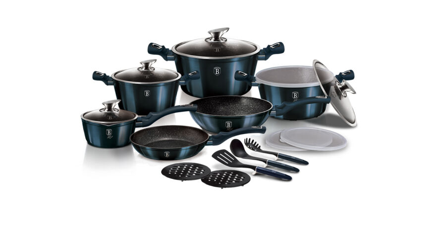 Berlinger Haus Metallic Line Aquamarine Edition 15+3 r�szes ed�nyk�szlet m�rv�ny bevonattal, met�l k