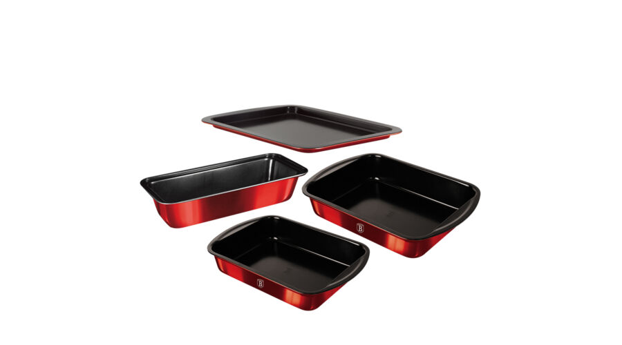 Berlinger Haus Metallic Burgundy Line 4 r�szes tepsik�szlet tit�n bevonattal, met�l k�ls� bevonattal