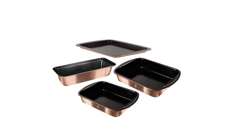 Berlinger Haus Metallic Rosegold Line 4 r�szes tepsik�szlet tit�n bevonattal, met�l k�ls� bevonattal