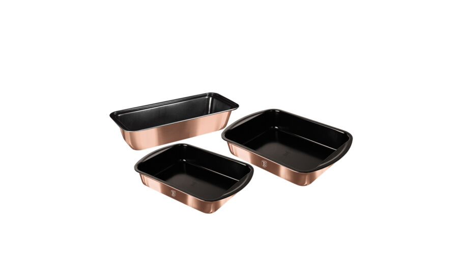 Berlinger Haus Metallic Rosegold Line 3 r�szes tepsik�szlet tit�n bevonattal, met�l k�ls� bevonattal