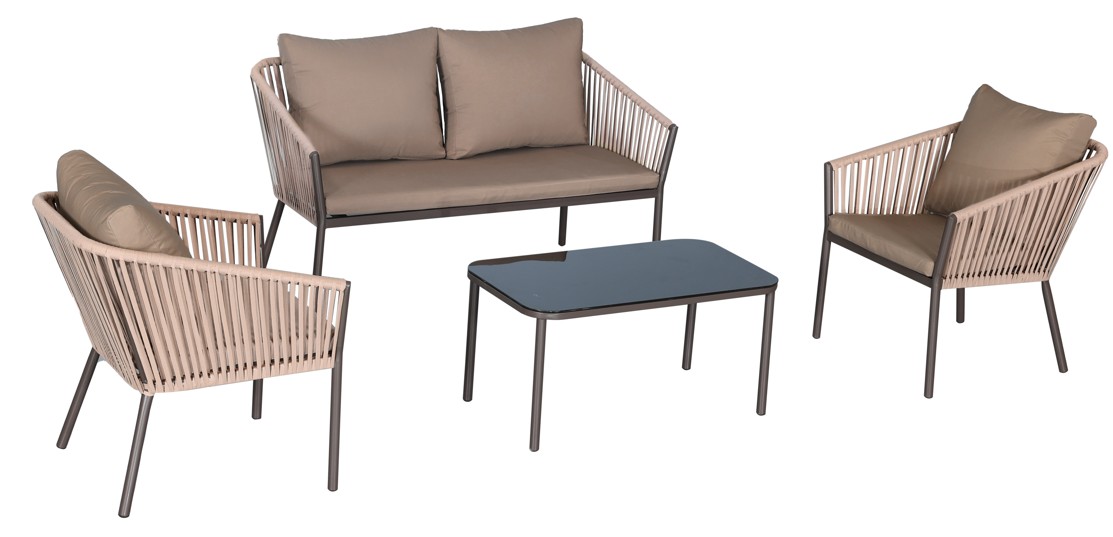 Kerti 4 szem�lyes b�tor szett,p�rn�val vil�gos barna