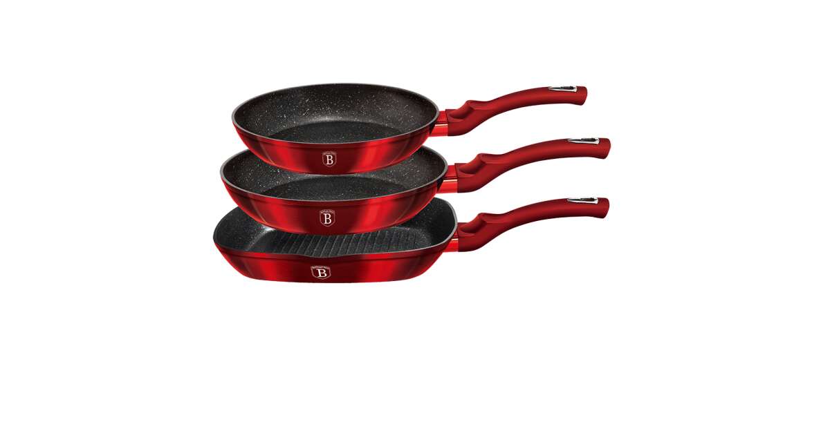 Berlinger Haus Metallic Burgundy Line 3 r�szes serpeny�k�szlet m�rv�ny bevonattal, grill serpeny�vel
