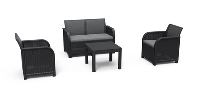 Rosalie rattan hats manyag kerti btor szett, Chicago asztallal grafit - hvs szrke