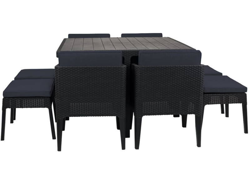 Columbia set 9 szem�lyes m�anyag kerti b�tor szett grafit sz�rke