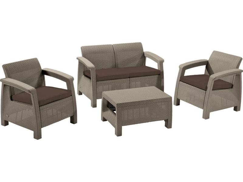 Corfu m�anyag kerti b�tor szett cappuccino - homok