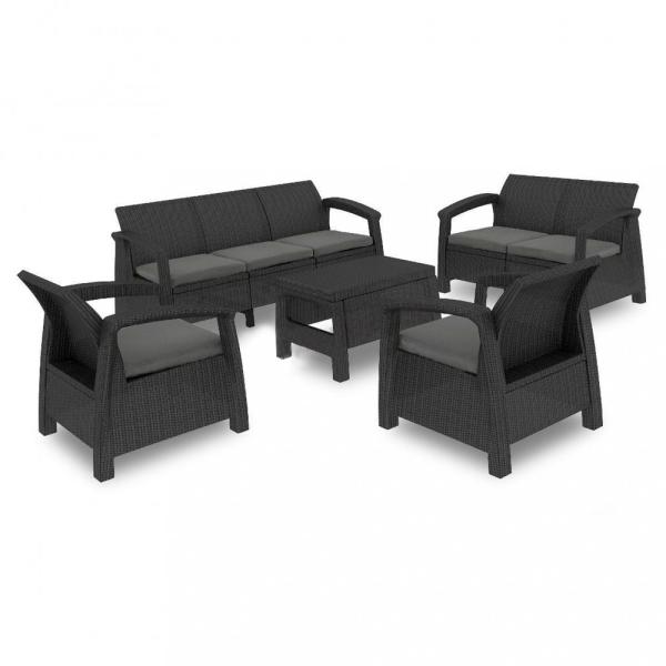 Corfu max set m�anyag kerti b�tor garnit�ra grafit - h�v�s sz�rke
