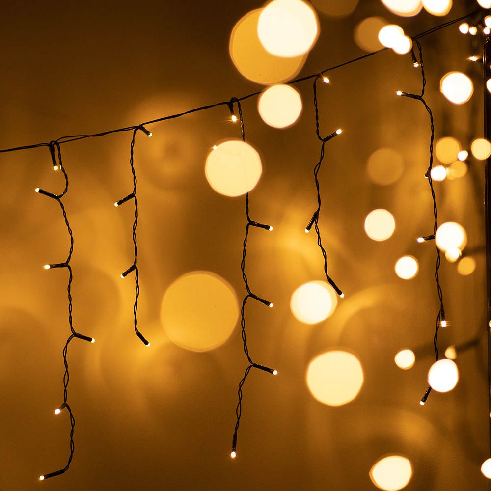 Crystalline toldhat� LED j�gcsapf�z�r 3,0 x 0,4 m, 100 db meleg feh�r LED, fekete k�bel