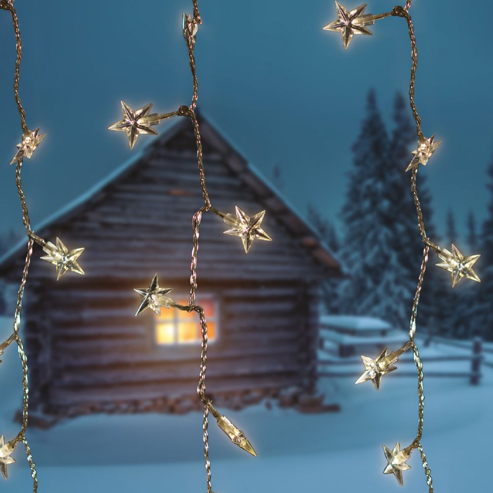 Csillag f�nyf�gg�ny, �tl�tsz� k�bel, hideg feh�r, 0,9 x 2 m, 192 LED