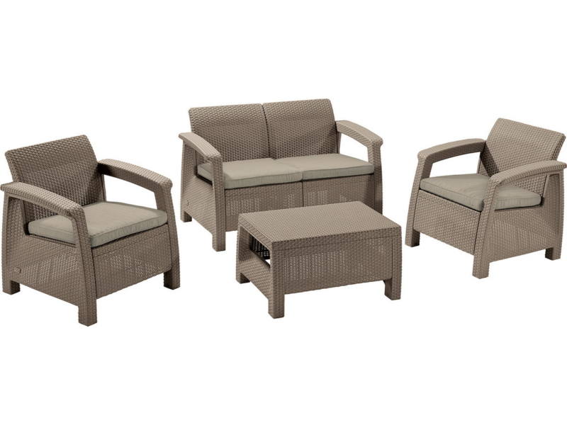 Corfu Set m�anyag kerti b�tor garnit�ra cappuccino - homok