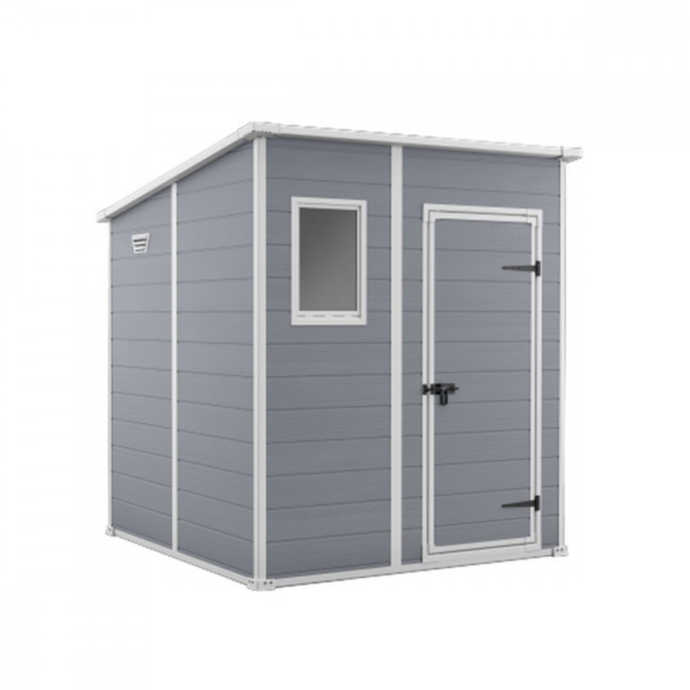 Manor Pent 6x6 m�anyag kerti t�rol� h�z sz�rke - feh�r