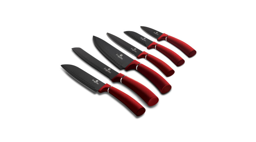 Berlinger Haus Metallic Line 6 db-os k�sk�szlet tapad�smentes bevonattal, fekete/burgundy