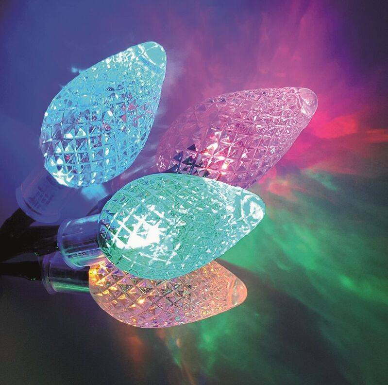 Krist�lycsepp f�nyf�z�r, z�ld k�bel, multi, 30 LED, 6 m