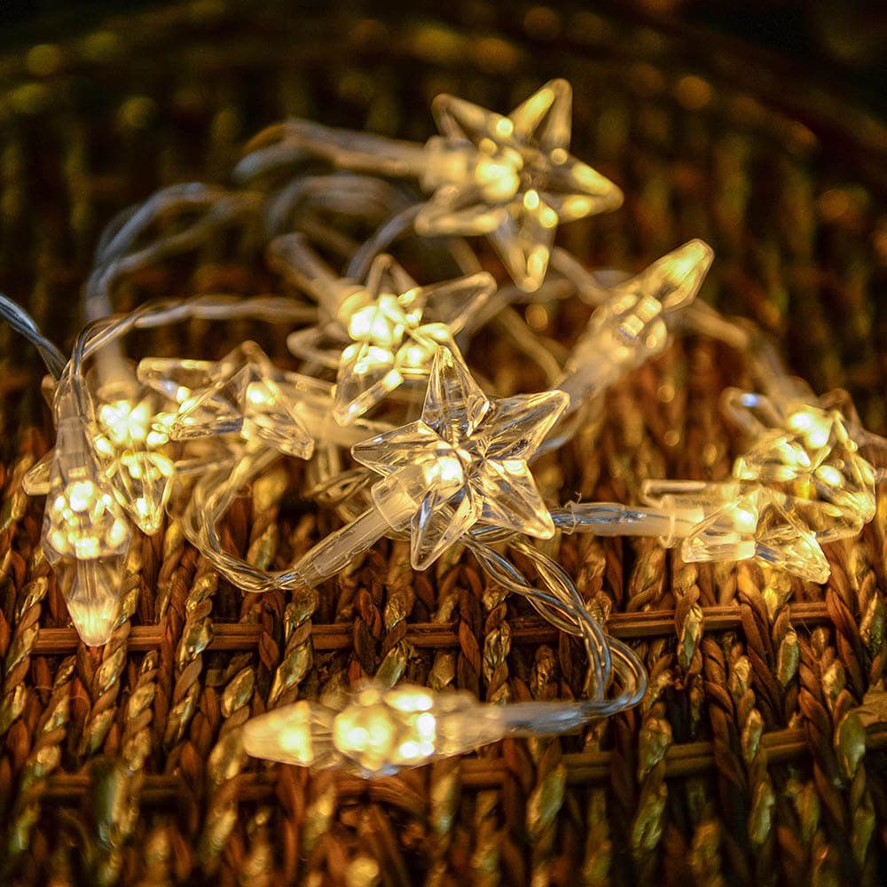 Elemes csillagf�z�r, meleg feh�r, �tl�tsz� k�bel, 10 LED, 1 m