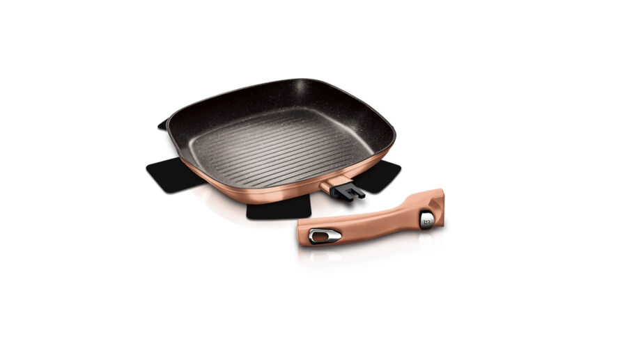 Berlinger Haus Metallic Rosegold Line grill serpeny� m�rv�ny bevonattal, levehet� ny�llel, 28 cm