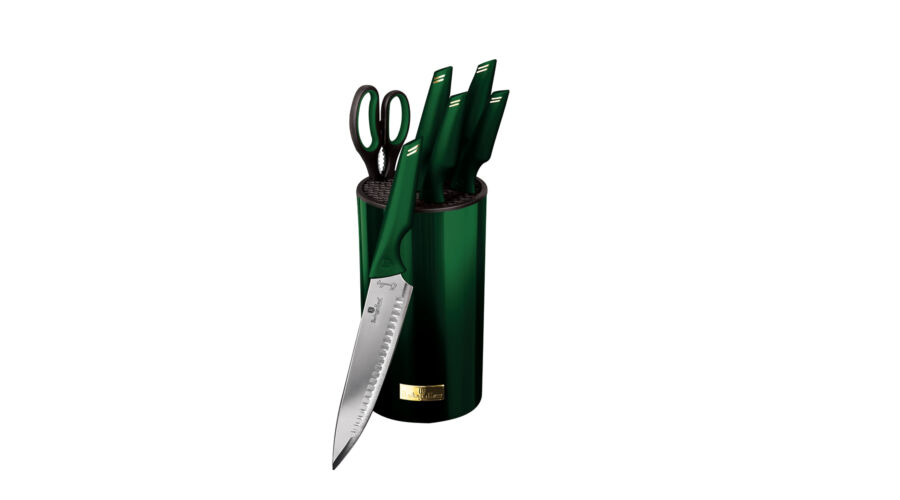Berlinger Haus Emerald Collection 7 r�szes rozsdamentes ac�l k�sk�szlet �llv�nnyal