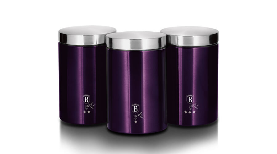 Berlinger Haus Purple Eclipse Collection 3 db-os t�rol�doboz k�szlet k�ls� met�l bevonattal, lila