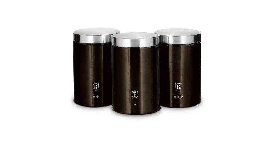 Berlinger Haus Metallic Line Shine Black Edition 3 db-os t�rol�doboz k�szlet met�l k�ls� bevonattal,