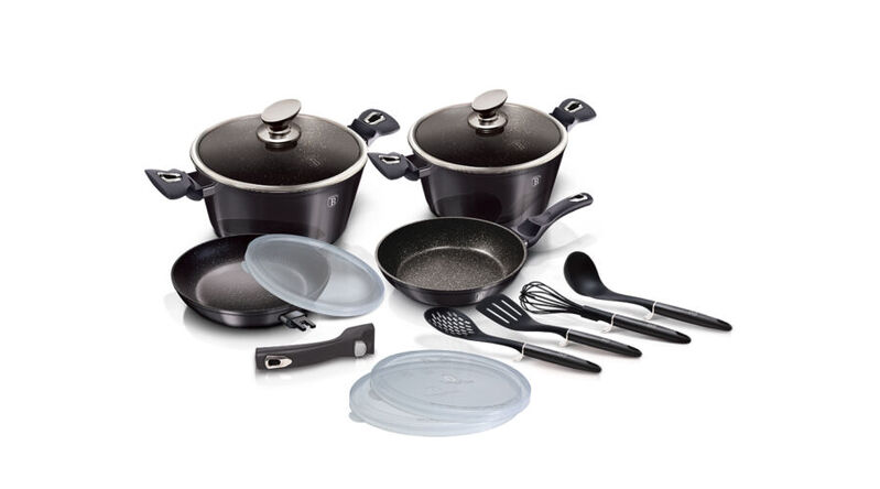 Berlinger Haus Carbon Pro Collection 10+3 r�szes ed�nyk�szlet m�rv�ny bevonattal s�t�tsz�rke sz�nben