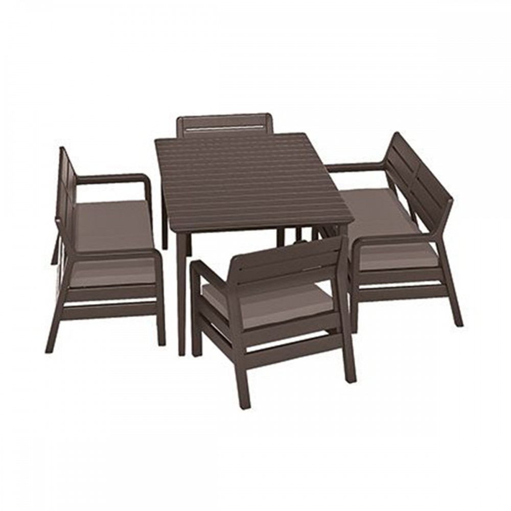 Delano m�anyag kerti b�tor szett �tkez� asztallal barna - meleg taupe