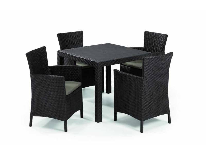 Meliowa 4 szem�lyes m�anyag kerti garnit�ra Melody Quartet asztallal barna - meleg taupe