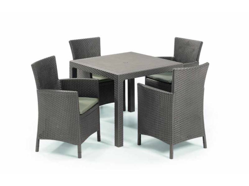 Meliowa 4 szem�lyes m�anyag kerti garnit�ra Melody Quartet asztallal cappuccino - homok