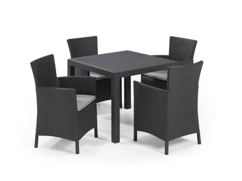 Meliowa 4 szem�lyes m�anyag kerti garnit�ra Melody Quartet asztallal grafit - h�v�s sz�rke