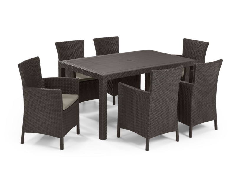 Meliowa 6 szem�lyes m�anyag kerti garnit�ra barna - meleg taupe