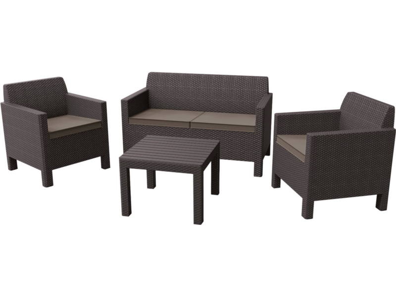 Orlando m�anyag kerti b�tor szett kis asztallal barna - meleg taupe